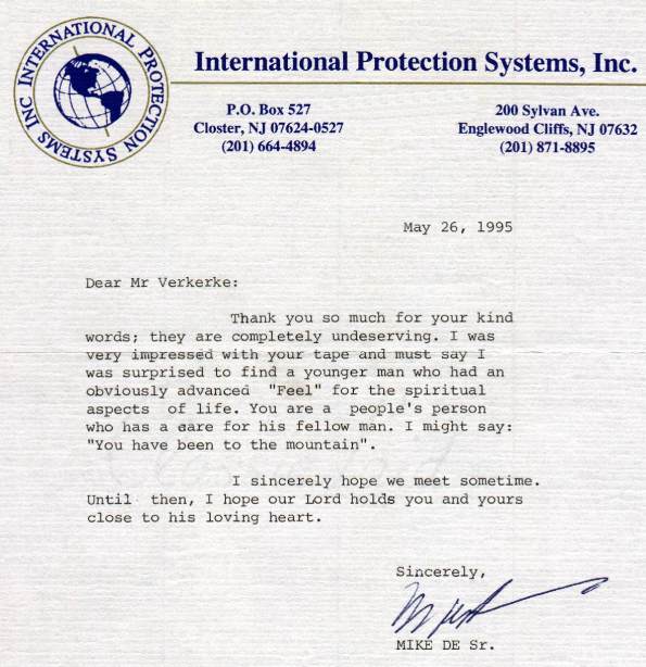 Letter from Grandmaster De Pasquale Sr.